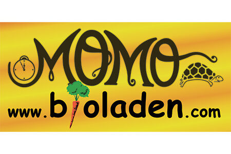 Logo mit Schriftzug Momo www.bioladen.com