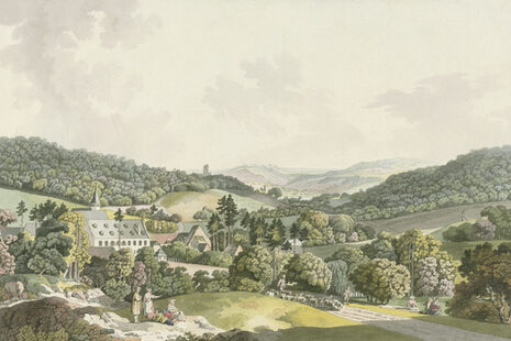 Monasterio de Marienforst, cerca de Bonn, 1792, aguafuerte de Johann Ziegler a partir de una acuarela de Lorenz Janscha.