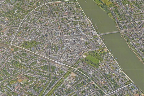 Veduta aerea del centro di Bonn dall'alto