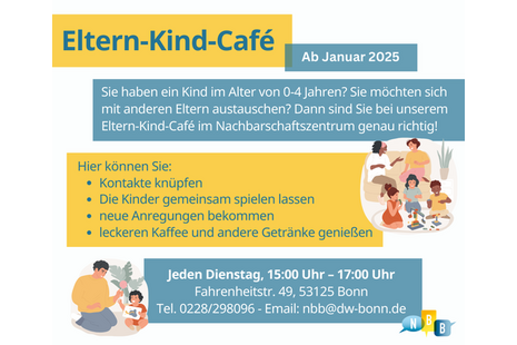 The picture shows drawings of children and adults playing as well as information on the location, time and content of the event, which can also be found in the following event text.