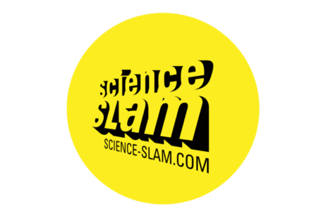 Siyah yazılı sarı bir daire Science Slam